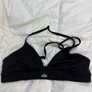 ALO Yoga Black V-Neck Halter Bra